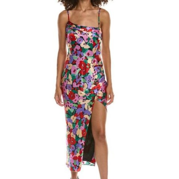 NICHOLAS Skyler Draped Midi Dress Cabra Print Silk 4 - Picture 1 of 8
